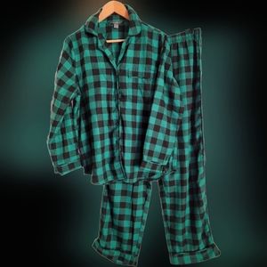 Womens Eddie Bauer Green and black lumberjack print sleep set size M
